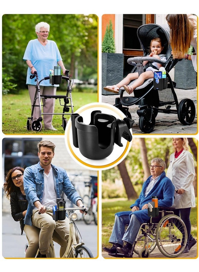 Universal Stroller Cup Holder With Mobile Phone Case 2In1 Strollers Storage Rack 360 Degrees Rotation Drink Holder For Bike Pushchair Wheelchair Walkerbicycle Fits Most Cups