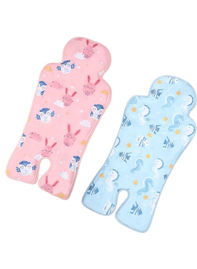 2 Pcs Baby Gel Car Seat Cooler Pad Breathable Ice Seat Cooler Mat Universal Car Seat Cooler Pad For Babies Multifunctional Baby Stroller Seat Liners Baby Cushion Chair (Rabbit Seahorse)