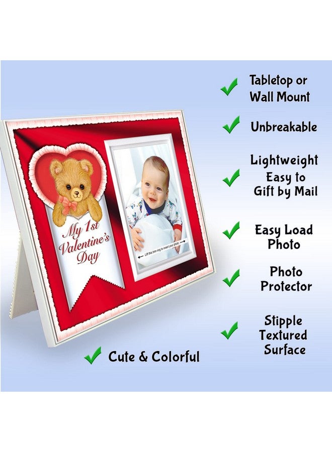 My First Valentines Day Picture Frame Baby Valentines Day Gift 1St Valentines Day Colorful Nursery Decor Size 8.25 X 7 Holds 3.5 X 5 Photo Cute Bear In Red