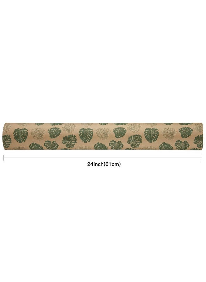 Kraft Wrapping Paper Roll Monstera Design Great For Summer Holiday And Special Occasion Wrap 24 Inches X 100 Feet