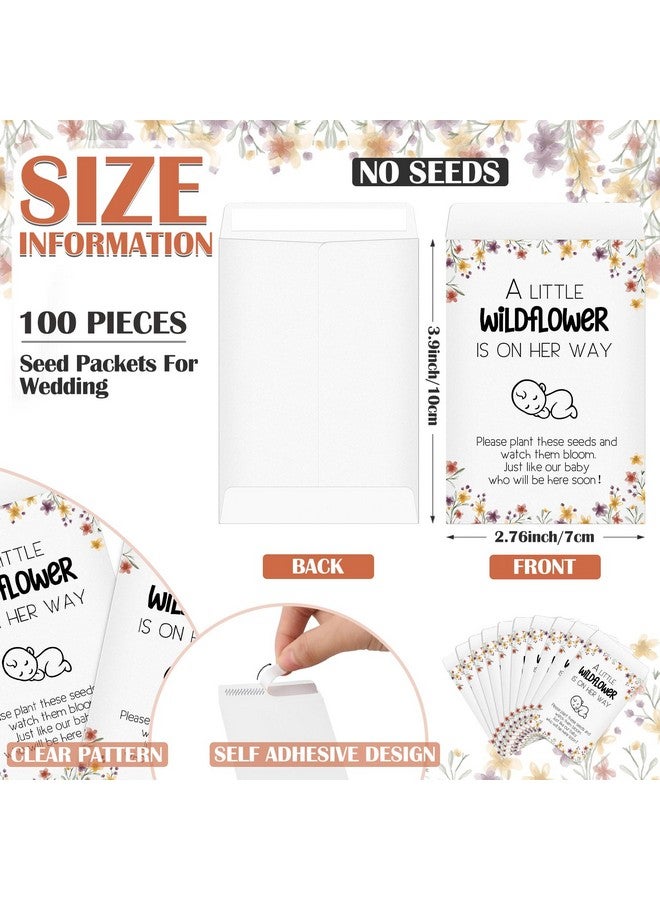 100 Sets Baby Shower Favors Gift Baby In Bloom Baby Shower 100 Wildflower Kraft Seed Packets 100 Baby Shower Favor Tags 100 Organza Bag Self Adhesive Seed Envelopes No Seeds (Pink)