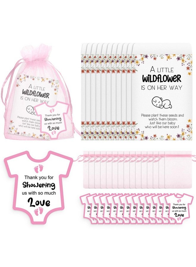 100 Sets Baby Shower Favors Gift Baby In Bloom Baby Shower 100 Wildflower Kraft Seed Packets 100 Baby Shower Favor Tags 100 Organza Bag Self Adhesive Seed Envelopes No Seeds (Pink)