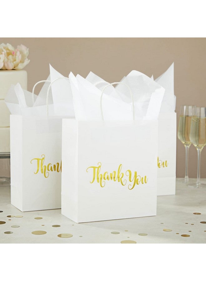 15 Pack White Thank You Paper Gift Bags With Handles Tissue Paper For Wedding Baby Shower Birthday Party Favors (8 X 4 X 8.8 In)