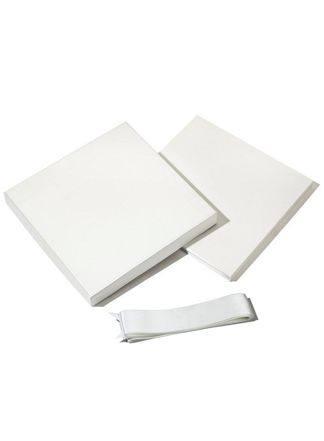 Medium Birthday Gift Box With Lids Ribbon And Tissue Paper Collapsible Gift Box 1 Pcs 9X9X9 Inches White