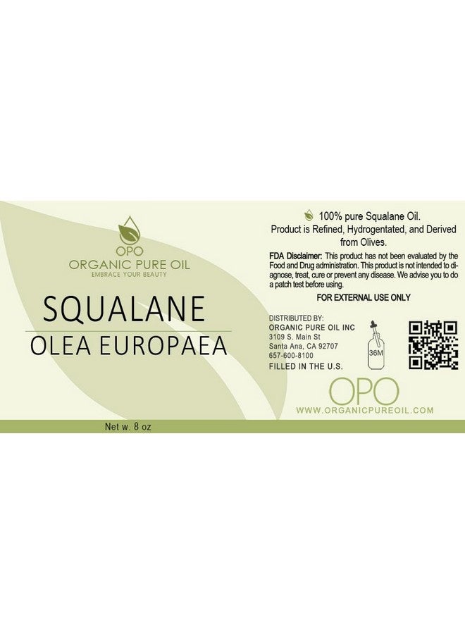 Squalane Oil 8 Oz 100% Pure Natural Plantderived Non Gmo Refined Squalene Alternative From Olive Hydrating & Moisturizing Carrier Oil Perfect For Skin Hair Body Face Packaging May Vary