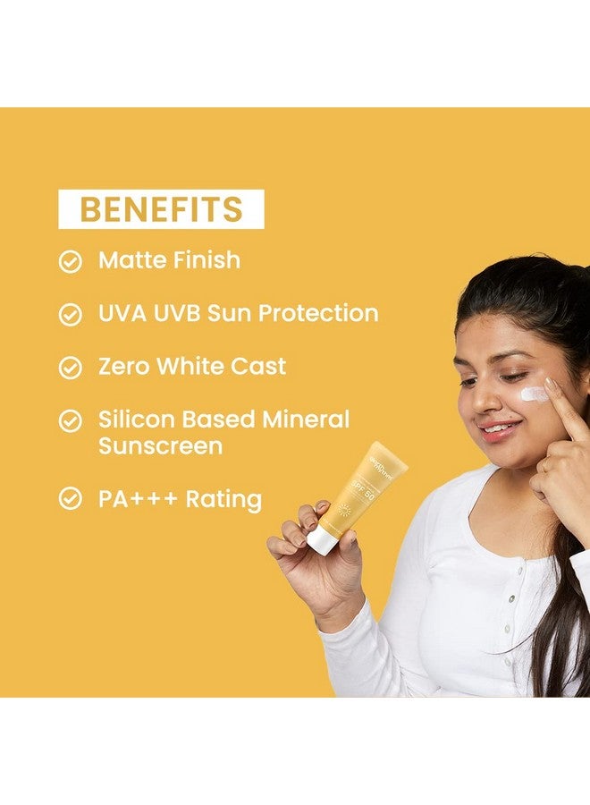 Matte Mineral Sunscreen Spf 50 With 9% Zinc Oxide Pa+++ Protection Zero White Cast & Nonsticky Matte Finish 50Ml