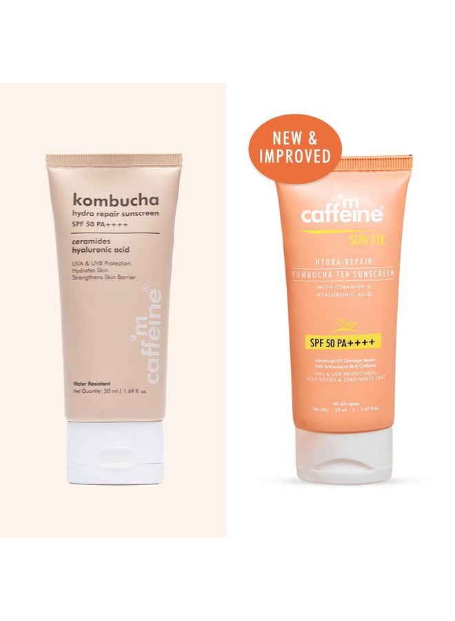 Kombucha Hydra Repair Sunscreen Spf50 Pa++++ Uva & Uvb Protection No White Cast Hyaluronic Acid Ceramides Sunscreen For Hydration & Barrier Repair All Skin Types 50Ml