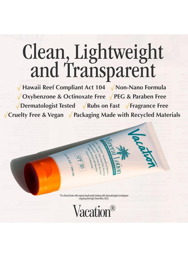 Mineral Lotion Sunscreen Spf 30 + Air Freshener Bundle Premium Zinc Sunscreen For Sensitive Skin Hydrating + Lightweight Mineral Based Sunscreen Dermatologist Tested 3.4 Fl. Oz.