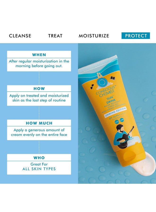 ® Sun Drink Hybrid Spf 50 Pa++++ Sunscreen Unwind Edition With Water Resistant Uva/Uvb Protection All Skin Type No White Cast Cruelty Free 50G (Pack Of 3)