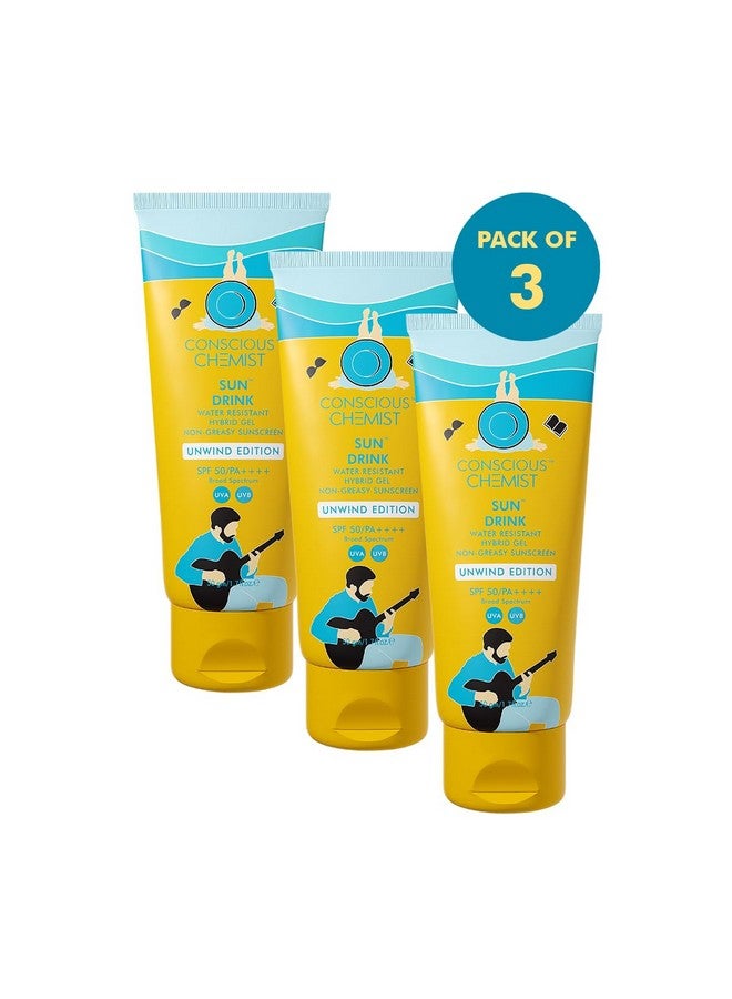 ® Sun Drink Hybrid Spf 50 Pa++++ Sunscreen Unwind Edition With Water Resistant Uva/Uvb Protection All Skin Type No White Cast Cruelty Free 50G (Pack Of 3)