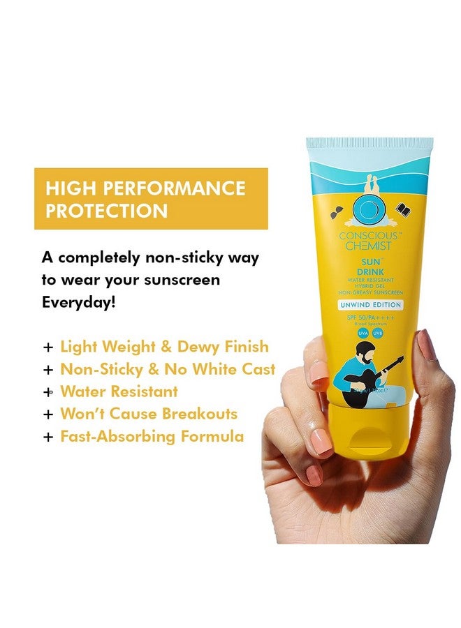 ® Sun Drink Hybrid Spf 50 Pa++++ Sunscreen Unwind Edition With Water Resistant Uva/Uvb Protection All Skin Type No White Cast Cruelty Free 50G (Pack Of 3)