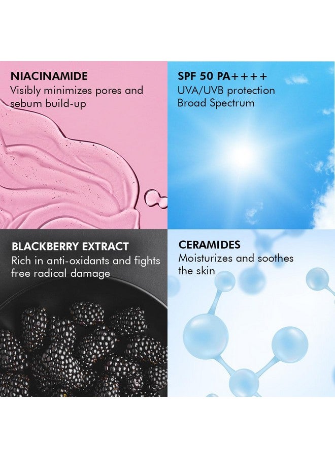 ® Hybrid Lightweight Gel Sunscreen Spf 50 Pa ++++ With Water Resistant Niacinamide Black Berry Extract Nongreasy No Whitecast All Skin Types Cruelty Free Pack Of 2