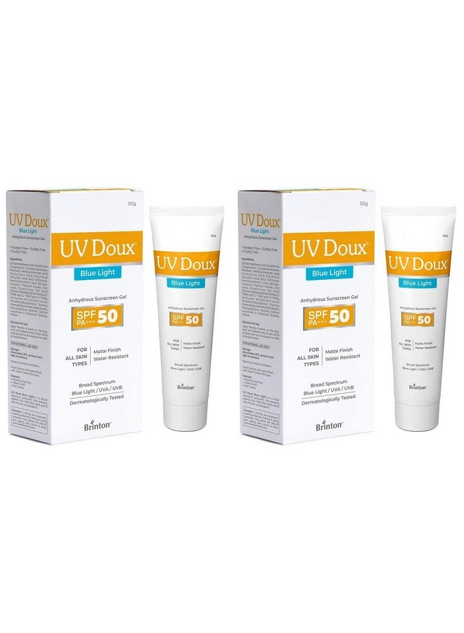 Uv Doux Blue Light Sunscreen Protection Gel Spf 50 Pa+++ Uva/Uvb For Men & Women Matte Finish & Water Resistant For All Skin Types 50G (Pack Of 2)