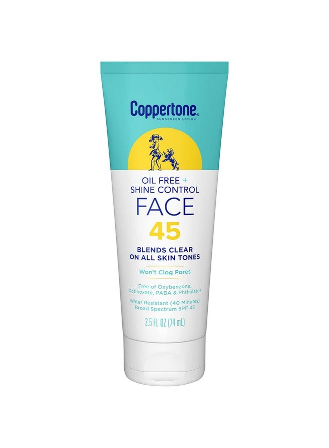 Oil Free & Shine Control Spf 45 Face Sunscreen Lotion Oil Free Face Sunscreen 2.5 Fl. Oz.