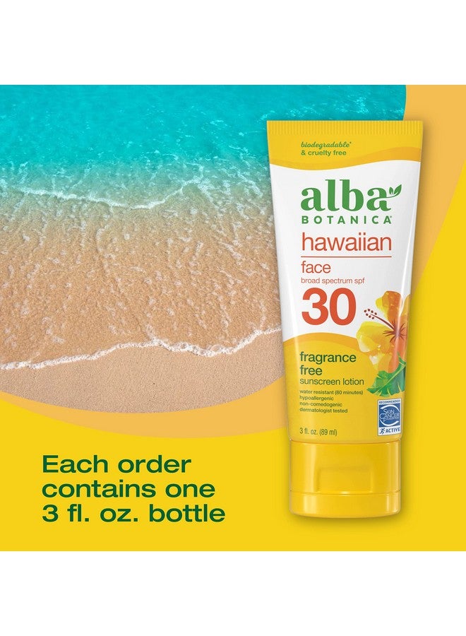 Sunscreen For Face Fragrancefree Hawaiian Face Sunscreen Lotion Broad Spectrum Spf 30 Water Resistant And Biodegradable 3 Fl. Oz. Bottle