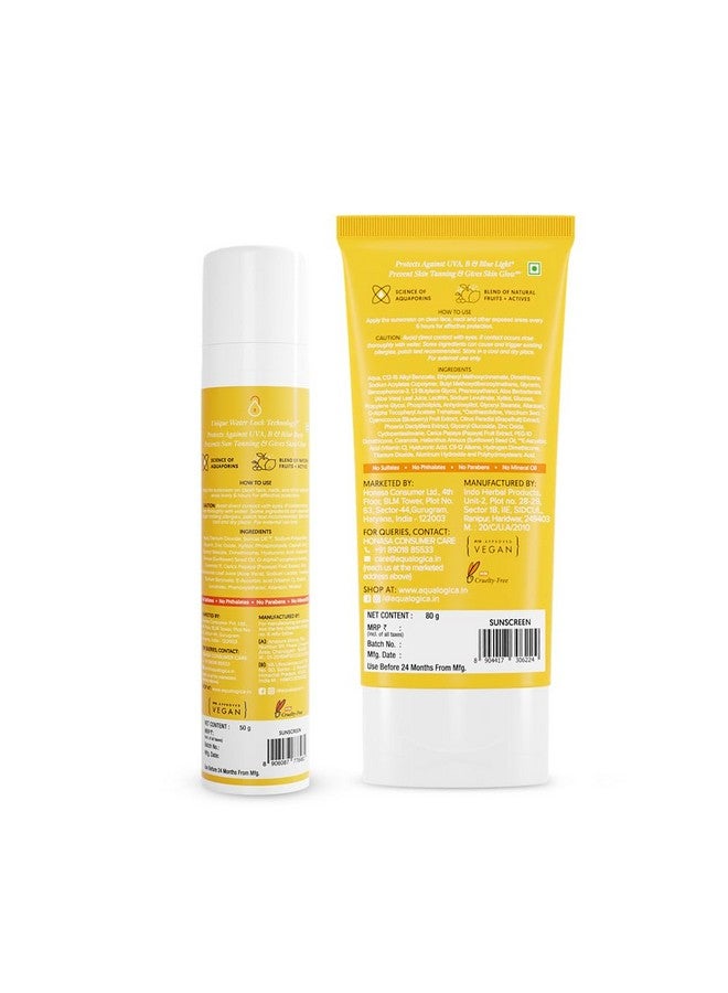 Glow+ Dewy Sunscreen For All Skin Types With Papaya & Vitamin C With Spf 50 & Pa++++ 50G + 80G Pack Of 1