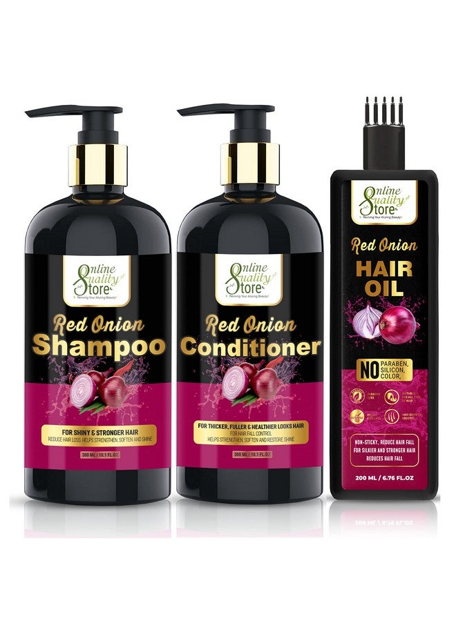 Ultimate Onion Oil Hair Care Kit For Hair Fall Control Shampoo 300Ml + Conditioner 300Ml + Onion Hair Oil 200Ml With Red Onion Oil Extract (Shampoo + Conditioner + Oil)