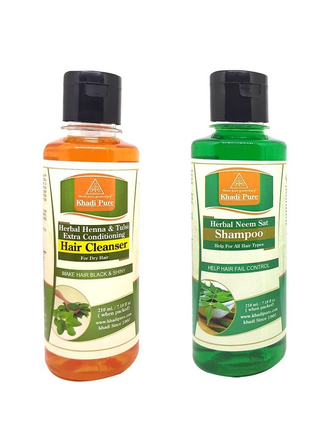 Henna Tulsi & Neem Sat Shampoo/Hair Cleanser 210 Ml (Pack Of 2)