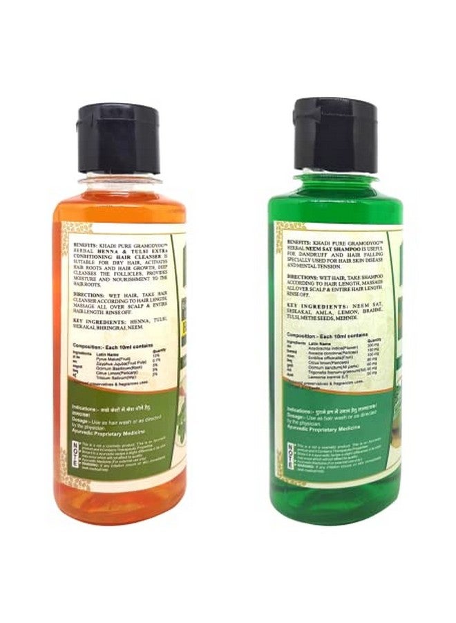 Henna Tulsi & Neem Sat Shampoo/Hair Cleanser 210 Ml (Pack Of 2)