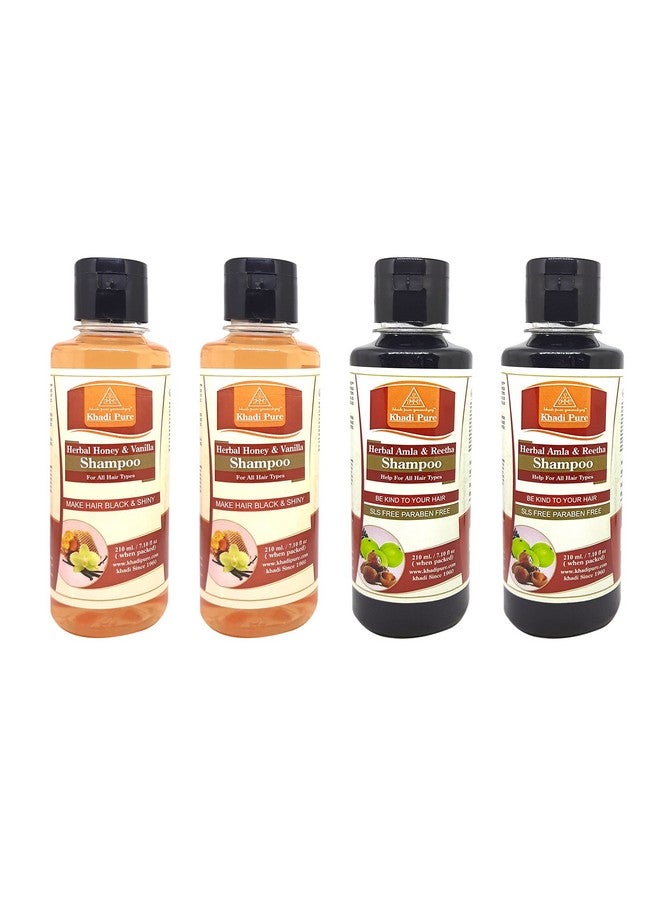 Amla Reetha Sls & Honey Vanilla Shampoo/Hair Cleanser 210 Ml (Pack Of 4)