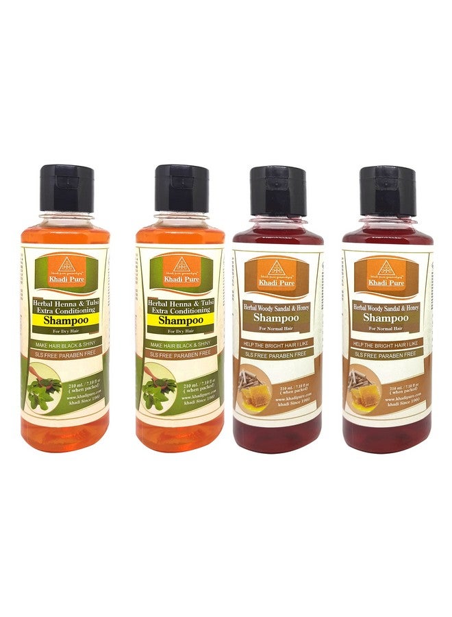 Henna Tulsi Sls & Woody Sandal Honey Sls Shampoo/Hair Cleanser 210 Ml (Pack Of 4)