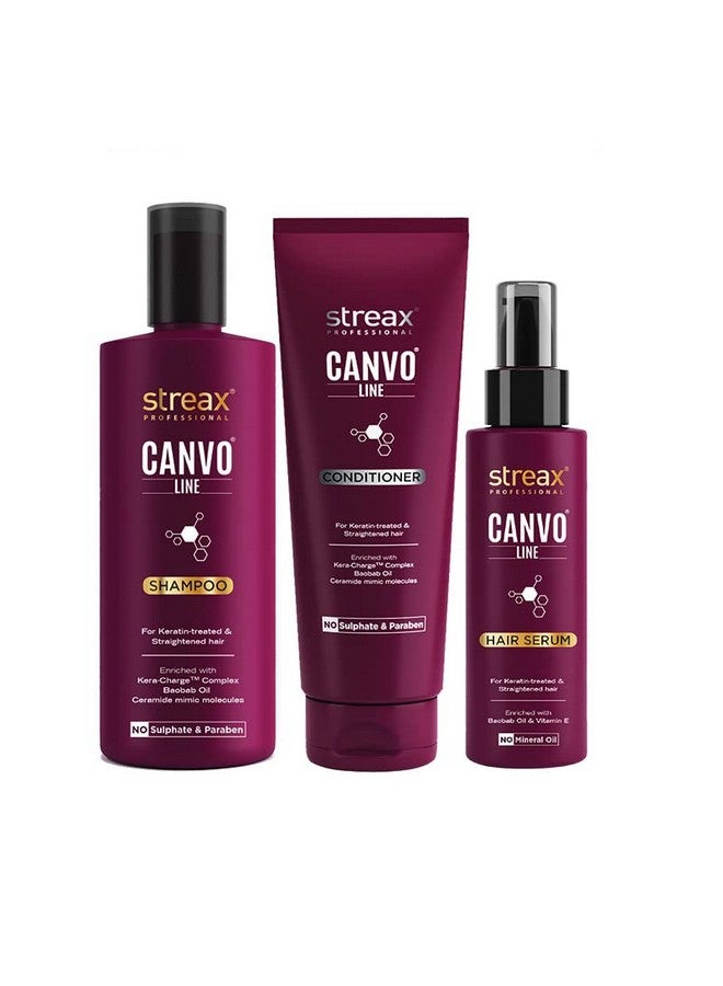 Canvoline Straightening Post Care Shampoo For Women Enriched With Keracharge™ Complex Anti Frizz & Hair Breakage Soft & Tangle Free Hair Sulphate & Paraben Free 300Ml