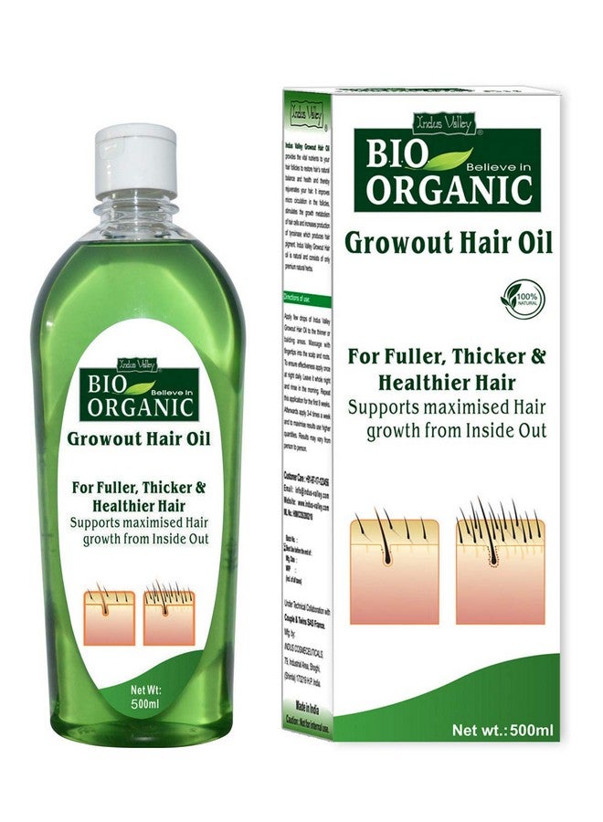 Bio Organic Growout Hair Oil For Hair Growth 100% Organic And Vegan That Combats Dandruff Flaky Scalp Frizz And Split Ends 500Ml