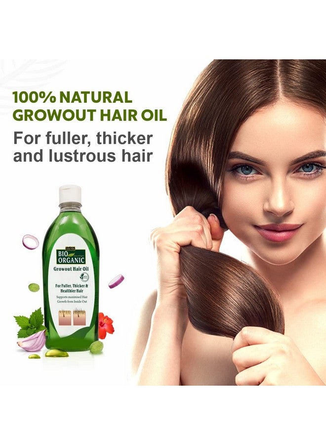 Bio Organic Growout Hair Oil For Hair Growth 100% Organic And Vegan That Combats Dandruff Flaky Scalp Frizz And Split Ends 500Ml