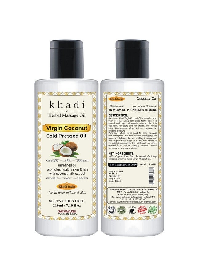 Khadi Cold Pressed Coconut Oil For Skin Hair Care & Baby Massage Natural Hair Oil 210 Ml (Pack Of 1)