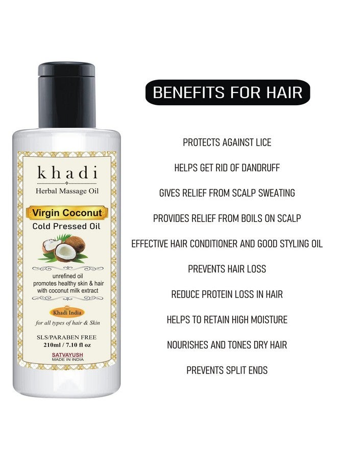 Khadi Cold Pressed Coconut Oil For Skin Hair Care & Baby Massage Natural Hair Oil 210 Ml (Pack Of 1)