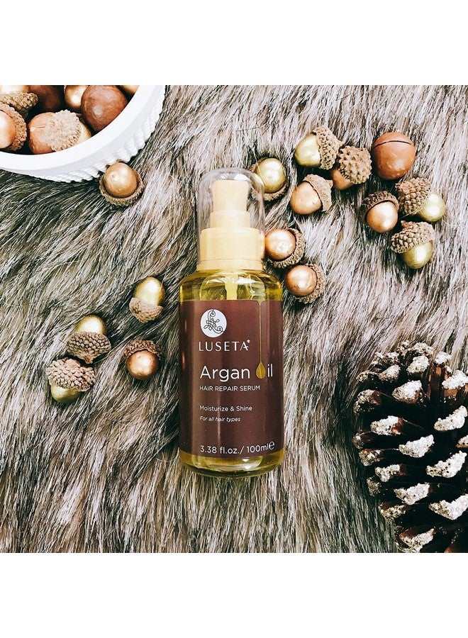 Luseta Argan Oil For Hair 100% Pure Argan Oil Hair Serum For Frizzy Control Dry Damage Hair Repair Hair Shine Smoothing Strengthening & Nourishing All Hair Types 3.38 Fl Oz