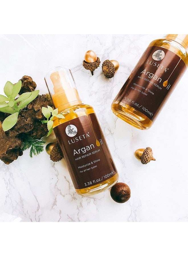 Luseta Argan Oil For Hair 100% Pure Argan Oil Hair Serum For Frizzy Control Dry Damage Hair Repair Hair Shine Smoothing Strengthening & Nourishing All Hair Types 3.38 Fl Oz