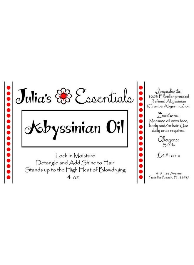 Abyssinian Oil 100% Pure (Crambe Abyssinica) Naturally Grown In Canada Pressed Then Filtered For Virtually Weightless Hair And Face Oil. Acne Approved. (2Oz)