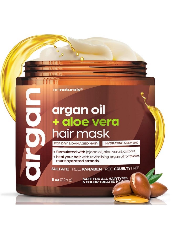 Argan Hair Mask Conditioner (8 Oz/226G) Deep Conditioning Treatment Organic Jojoba Oil Aloe Vera & Keratin Repair Dry Damaged Color Treated Natural Hair Growth Sulfate Free