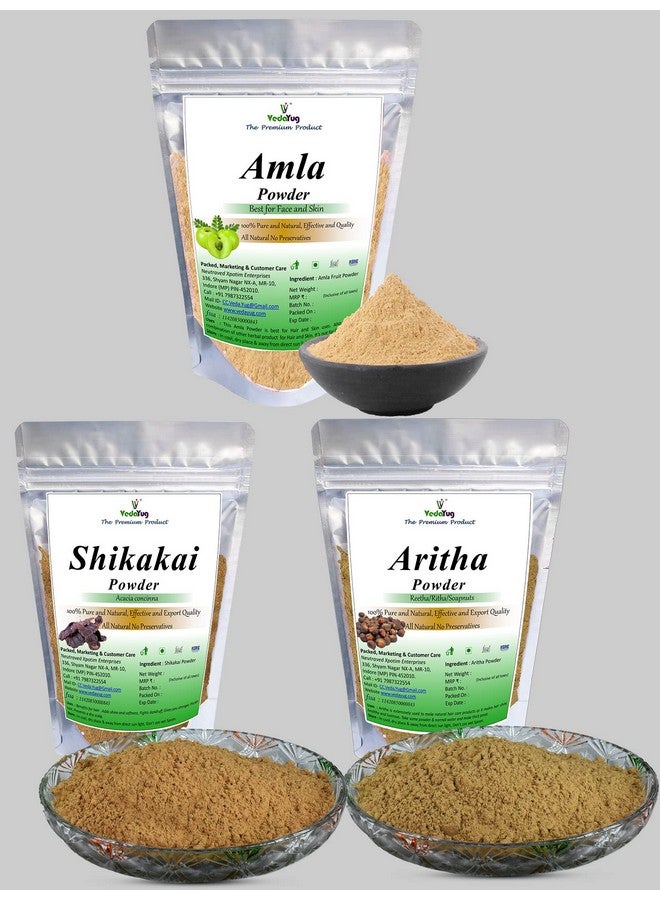 Amla Reetha Shikakai Bhringraj & Hibiscus Powder Combo Pack For Hair Care & Mask Cleansing & Conditioning (Pack Of 5 100G Each Total 500G)