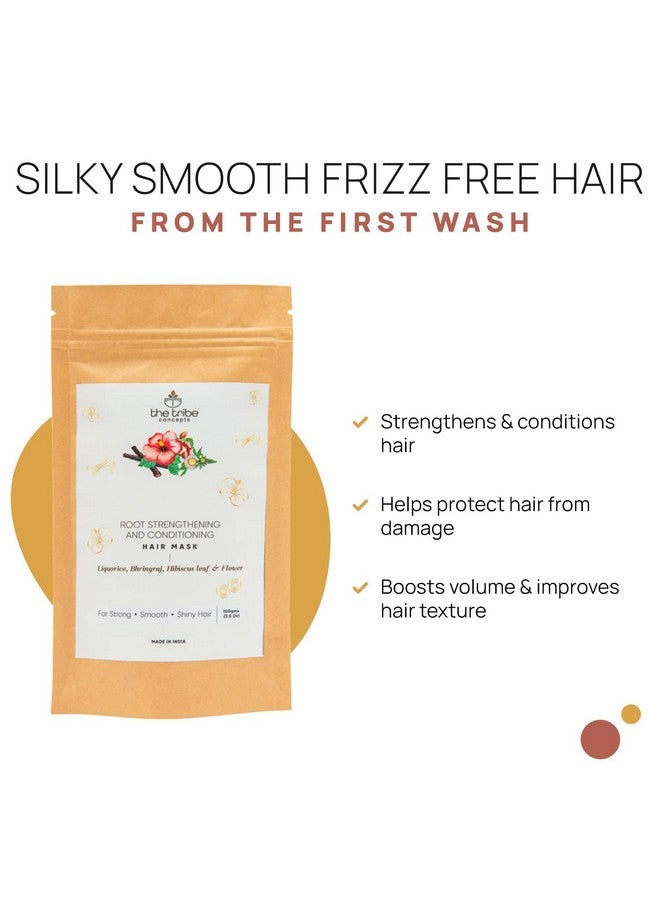 Root Strengthening And Conditioning Hair Mask Frizz Control Smoothening With Liquorice Bhringraj Neem And Fenugreek 100% Chemical Free And Natural 100 Gm (Kraft Paper Packing)