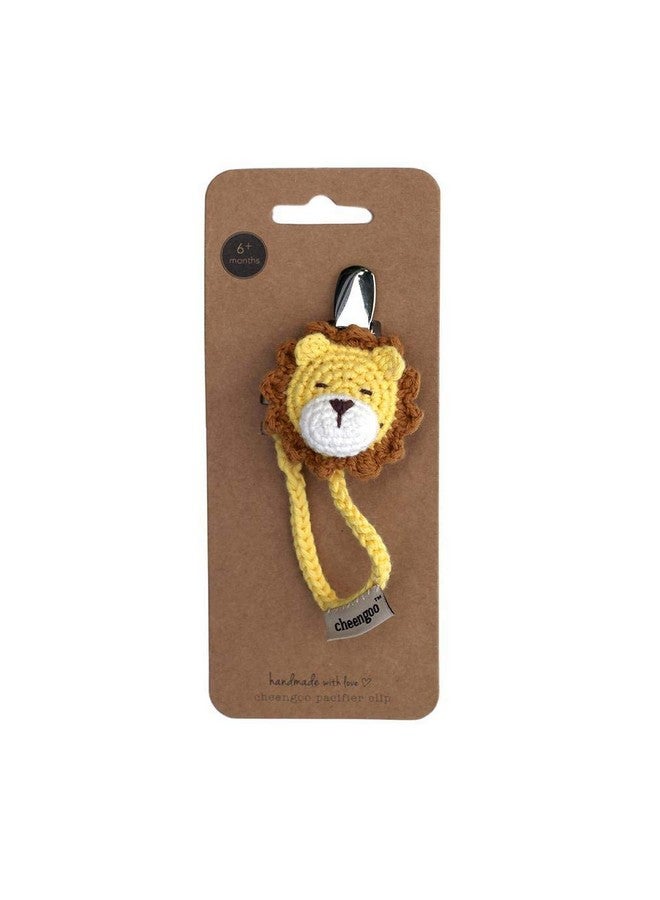 Hand Crocheted Pacifier Clip Lion