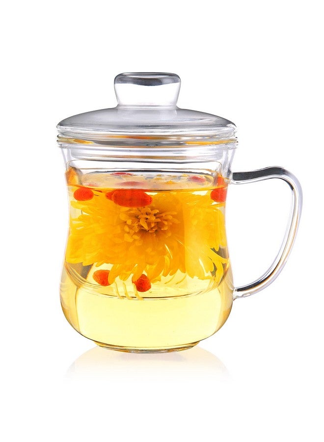 Glass Tea Cup With Removable Infuser And Lid10Oz Thickened Glass Tea Mugclear Filtrating Tea Maker For Loose Leaf Teateabags