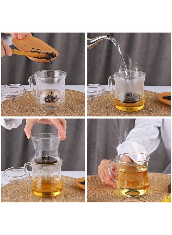 Glass Tea Cup With Removable Infuser And Lid10Oz Thickened Glass Tea Mugclear Filtrating Tea Maker For Loose Leaf Teateabags