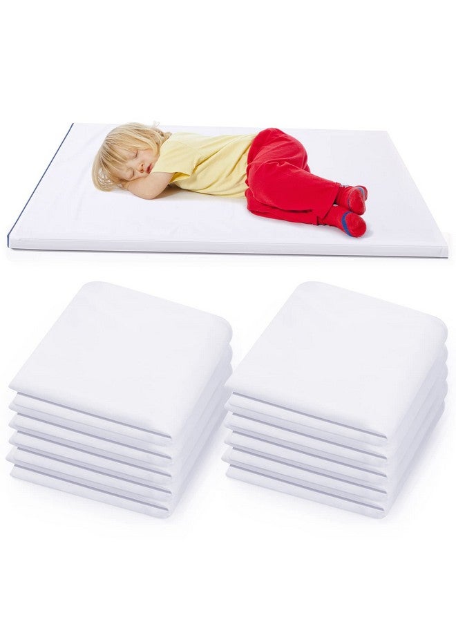 10 Pcs Day Care Nap Mat Sheet Preschool/Daycare Rest Mat Cover Polyester Baby Sheet 24 X 52 Pillowcase Style Sheets For Boys Girls Classroom Nursery Kindergarten White