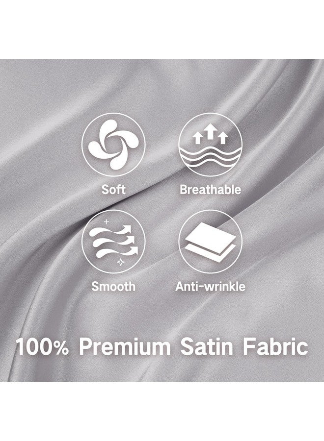 Toddler Pillowcase 13 X 18 With Zipper，Kids Small Baby Pillow Cases Cover Silky Travel Satin Pillowcases For Boys And Girls Silvergrey