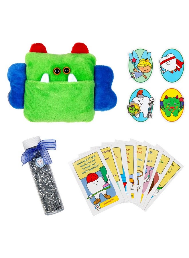 Tooth Fairy Pillow For Boys Fun Tooth Fairy Kit Includes (1) Monster Tooth Fairy Pouch With Door Hanger (4) Money Stickers Fairy Glitter Dust (8) Magical Toothfairy Notes And Fun Receipts