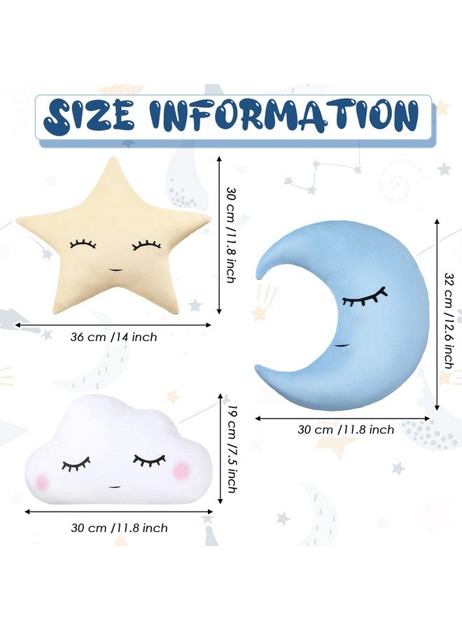 3 Pcs Children Moon Star Cloud Cushion Soft Plush Cloud Shaped Pillow Stuffed Stars And Moon Nursery Decor Home Decor For Bedroom Crib Party Supplies