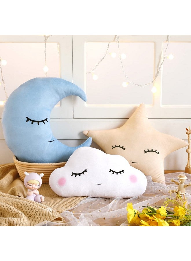 3 Pcs Children Moon Star Cloud Cushion Soft Plush Cloud Shaped Pillow Stuffed Stars And Moon Nursery Decor Home Decor For Bedroom Crib Party Supplies