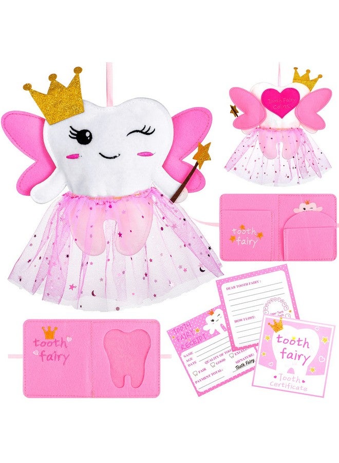 Tooth Pillow Kit For Girls Teeth Gifts Pillow With Pocket Including Lost Teeth Holder Cute Dear Tooth Notepad Felt Keepsake Wallet Pouch To Hold Card Photography For Kids (Pink)