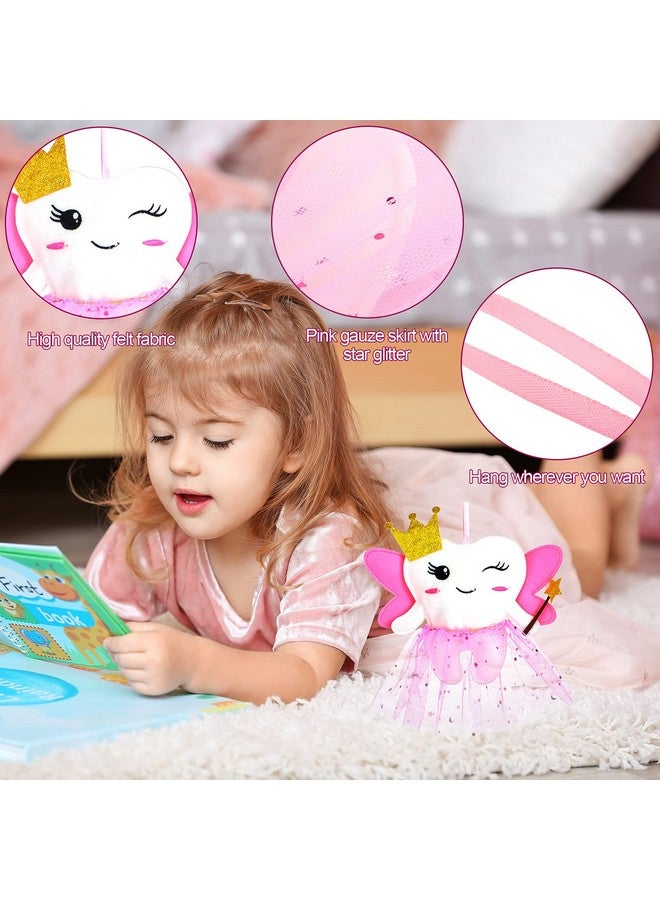 Tooth Pillow Kit For Girls Teeth Gifts Pillow With Pocket Including Lost Teeth Holder Cute Dear Tooth Notepad Felt Keepsake Wallet Pouch To Hold Card Photography For Kids (Pink)