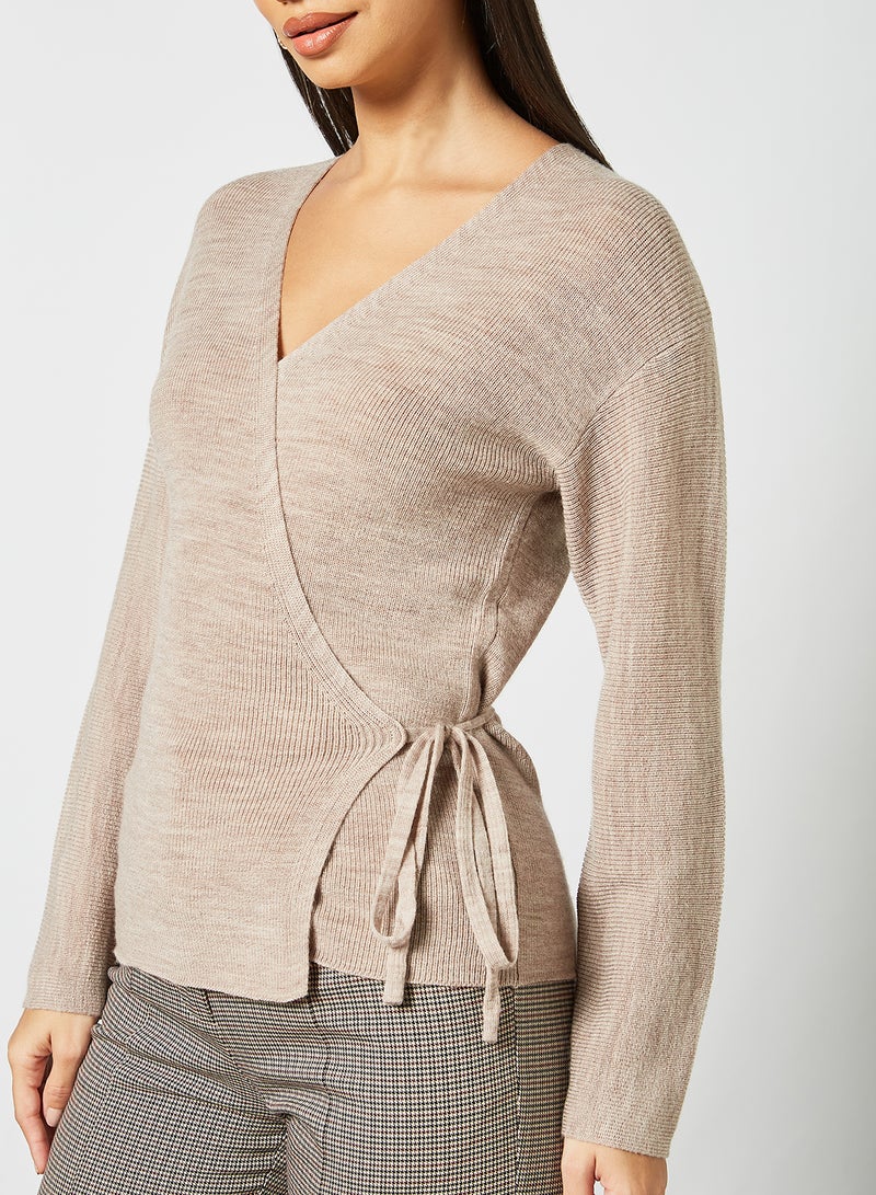 Knitted Wrap Top Grey