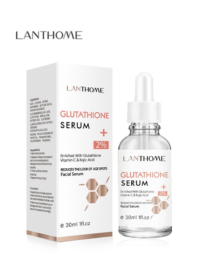 Glutathione White Serum, Vitaminc C & Kojic Acid Intensive Lightening Facial Serum Whitening The Skin Diminish Sunburn And Dark Spots 30ML
