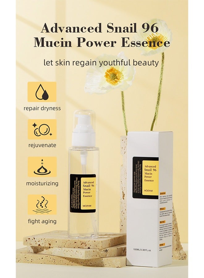 Advanced Snail 96 Mucin Power Essence, Effectively Replenish Nutrients Improve Dryness Soften Cuticles Minimize Poreslighten Acne Scars Soothe And Repair Skin 100ml