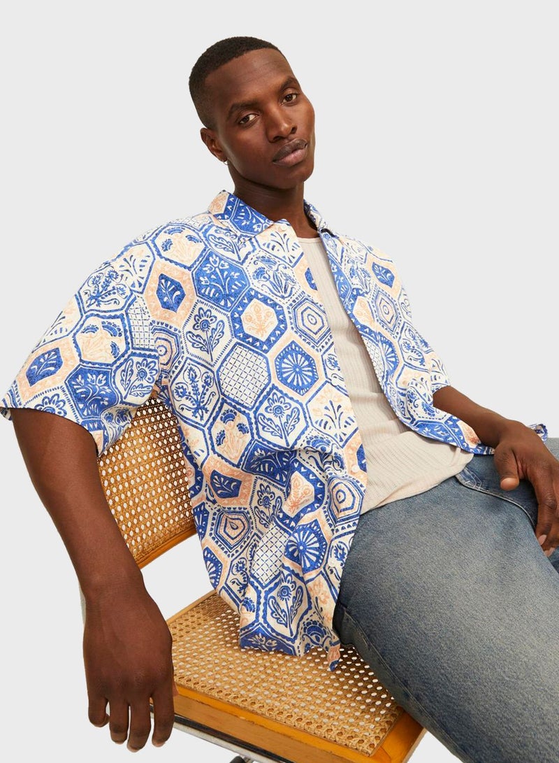 Jornoto Printed Regular Fit Button Down Shirt